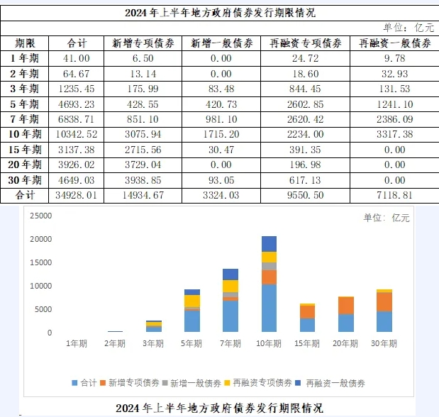 2024年1-6月份地方政府債券發行情況